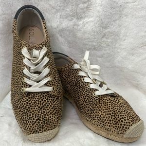 Sole Society Natural Samree 2 Espadrille Sneaker Cheetah Print Lace Up Size 8.5M